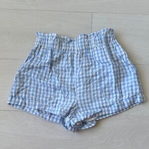 Forever 21 Light Blue Gingham High Waist Shorts